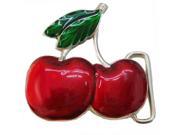 Lucky Red Double Cherries Enamel Belt Buckle