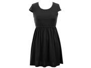 Black Short Sleeve Junior Sized Lightweight Simple Casual Dress
