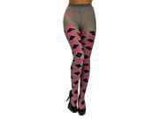 Hot Pink Grey White Argyle Multicolor Print Opaque Tights