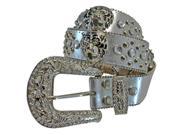 Silver Bling Belt With Tiger Face Rhinestones