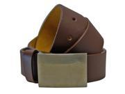 Men s Leather Brown Belt With Chrome Buckle