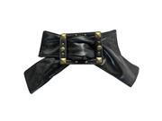 Black Stretch Belt With Studded Square Buckle
