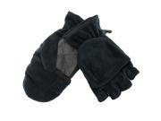 Black Half Finger Fleece Pocket Convertible Gloves