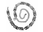 Silver Finish Classic Greek Key Chain Link Belt