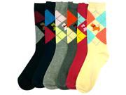 Scottish Terrier Argyle Print Colorful 6 Pack Ladies Crew Socks