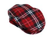 Red Navy White Plaid Snap Front Ivy Beret Cabbie Hat