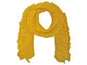 Yellow Ruffled Edge Feminine Knit Long Scarf