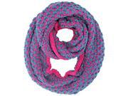 Hot Pink Turquoise Two Tone Knit Infinity Scarf