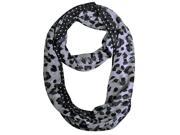 Black White Leopard Circle Scarf With Rhinestone