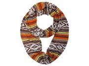 Brown Colorful Aztec Print Ring Scarf