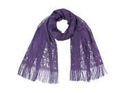 Purple Old Fashion Floral Lace Scarf With Fringe