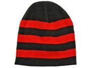 Black Red Tight Fitting Striped Knit Beanie