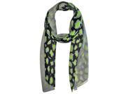 Black Gray Lime Green Light Leopard Print Scarf