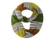 Mustard Yellow Multicolor Stripe Knit Circle Scarf