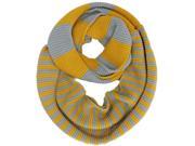 Yellow Gray Knit Striped Infinity Scarf