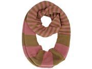 Pink Tan Knit Striped Infinity Scarf