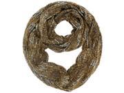 Beige Fuzzy Variegated Knit Circle Scarf