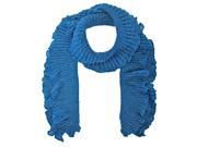 Blue Ruffled Edge Feminine Knit Long Scarf