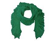 Green Ruffled Edge Feminine Knit Long Scarf