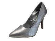 Silver Metallic Leather Pointed Toe Classic Elegant Pumps