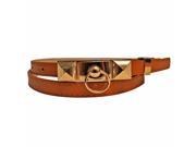 Camel Skinny Belt With Pyramid Buckle