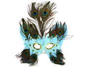 Light Blue Butterfly Peacock Feather Mask
