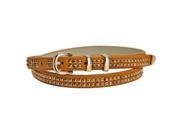 Camel Thin Double Row Gold Studded Skinny Belt
