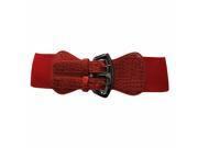 Red Wide Crocodile Cinch Belt With Double Buckle