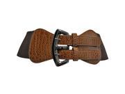 Brown Wide Crocodile Cinch Belt With Double Buckle