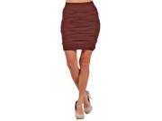 Brown Stretchy Wavy Pleated One Size Fitted Mini Skirt