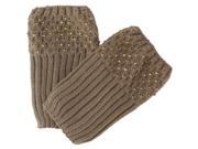 Camel Tan Knit Crystal Rhinestone Boot Cuff Topper Leg Warmer