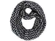 Black Fuzzy Knit Chevron Infinity Scarf
