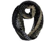 Gray Black White Multitone Open Knit Infinity Scarf