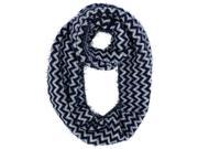Navy Blue Fuzzy Knit Chevron Infinity Scarf