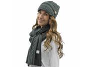Gray Cable Knit Newsboy Cabbie Hat Scarf Set