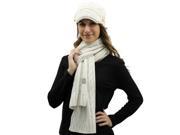 Ivory Cable Knit Newsboy Cabbie Hat Scarf Set