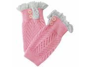 Light Pink Knit Boot Cuff Topper Liner Leg Warmer With Lace Trim