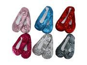 Sequin Covered Fleece Lined 6 Pack Footie Slippers