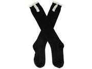Black Knit Boot Sock Liner With Lace Trim