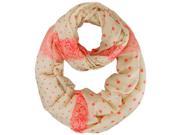 Coral Pink Two Tone Polka Dot Lightweight Circle Infinity Scarf