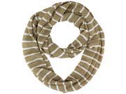 Beige White Stripe Cotton Lace Lightweight Circle Infinity Scarf