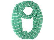 Mint Green White Striped Cotton Lace Lightweight Infinity Scarf