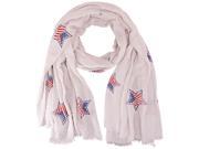 Beige American Flag Star Print Soft Lightweight Scarf