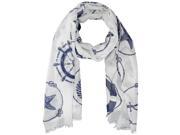 White Navy Blue Nautical Icons Lightweight Oblong Scarf