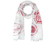 White Red Nautical Icons Print Lightweight Oblong Scarf