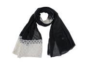 Black Solid Lace Mixed Lightweight Oblong Fashion Scarf