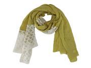Olive Green Solid Lace Mixed Lightweight Oblong Fashion Scarf