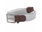 White Gunmetal Buckle Leather Tip Braided Belt
