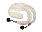 Ivory Linen Scarf With Wood Bead Trim