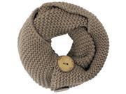 Taupe Knit Neck Warmer Snood With Button